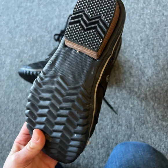 Sorel SlimBoot Womens Boots Black Herringbone Size 7 Waterproof Leather Boots - Picture 3 of 7